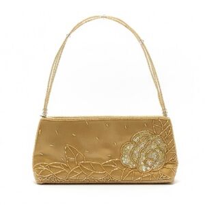 Elegant Gold Floral Embroidered Women's Bag